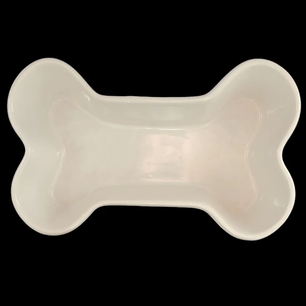 SANTA PAWS BONE SHAPED WHITE PET BOWL